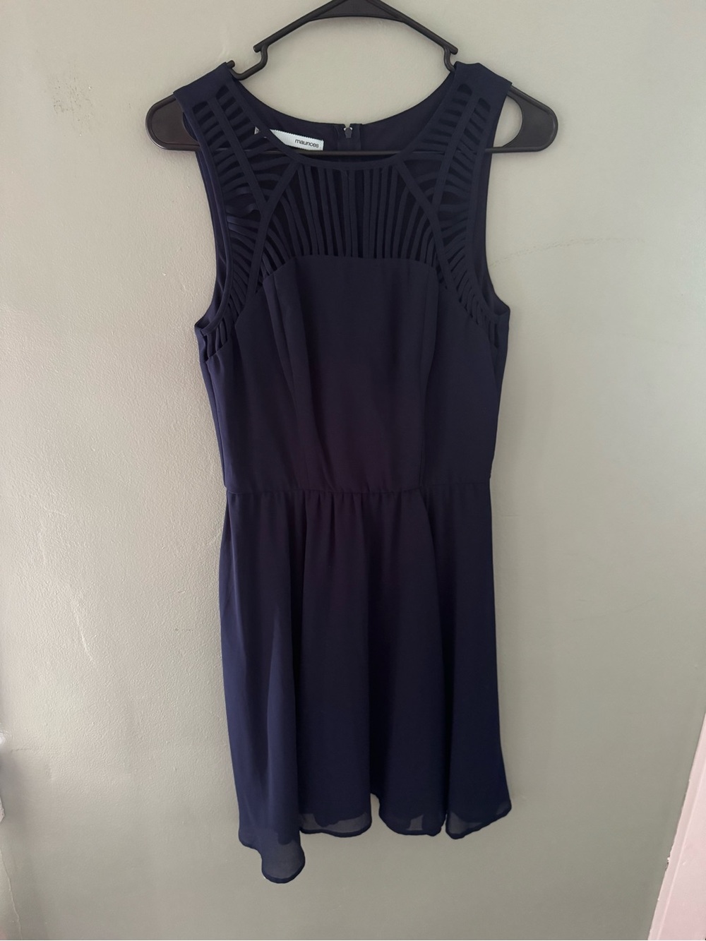 Maurices Navy Sleeveless Mini Dress with Geometric Cutouts